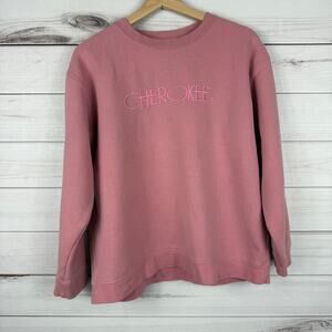 Vintage Fleece Lined Pink‎ Cherokee Crewneck Sweatshirt Cozy SZ Small S